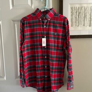Red plaid Vineyard Vines Whale Shirt-medium